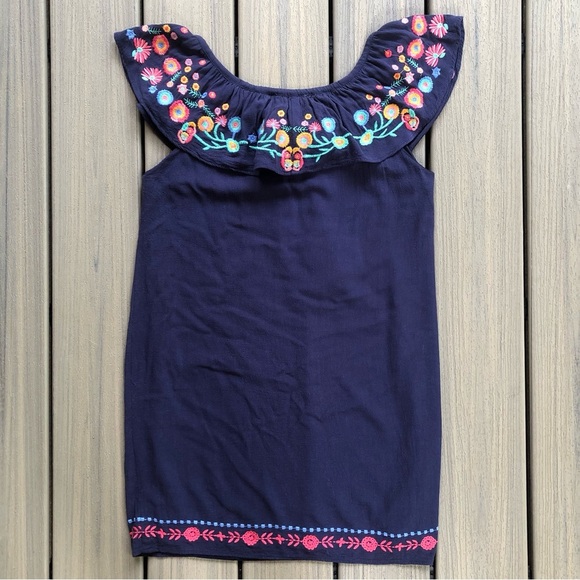 THML Navy Dress with Colorful Floral Embroidery & Tassels Size XS - Picture 2 of 8